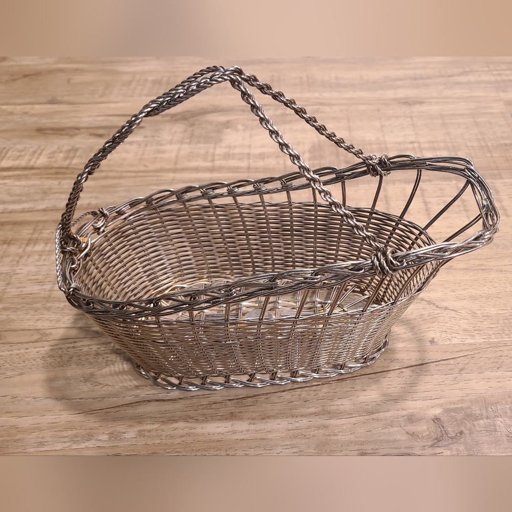 Vtg Marlboro Plate Silver Wine Cradle Basket EP Brass MR Hallmark 9"